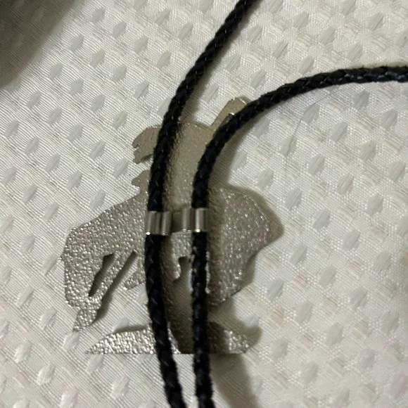 Silver and Black Bolo leather 1960 - Picture 2 of 4